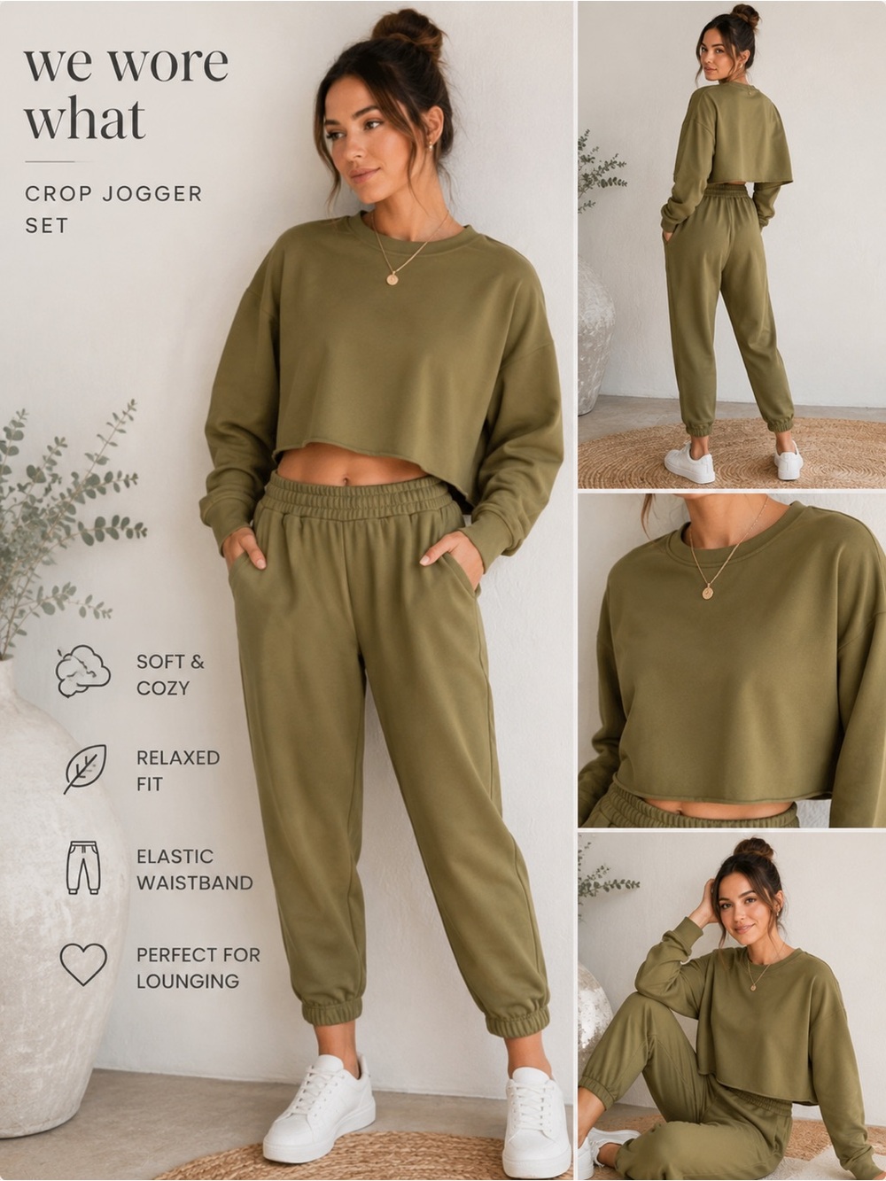 WeWoreWhat ‎ Women's Cropped Sweatshirt and joggers